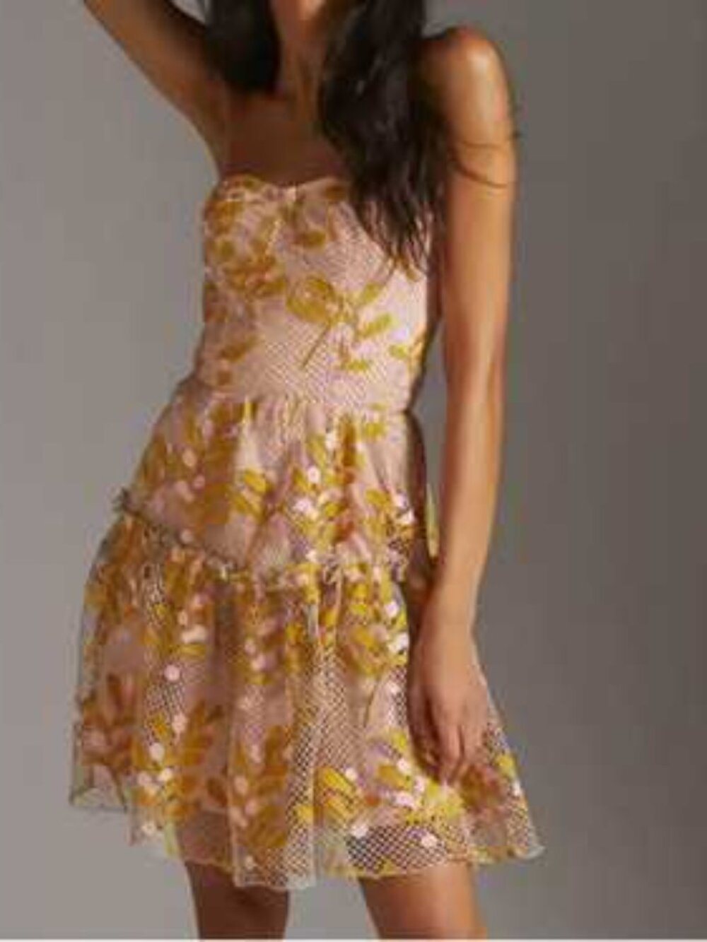 ANTHROPOLOGIE Strapless Cottage Lace Cossette Dress